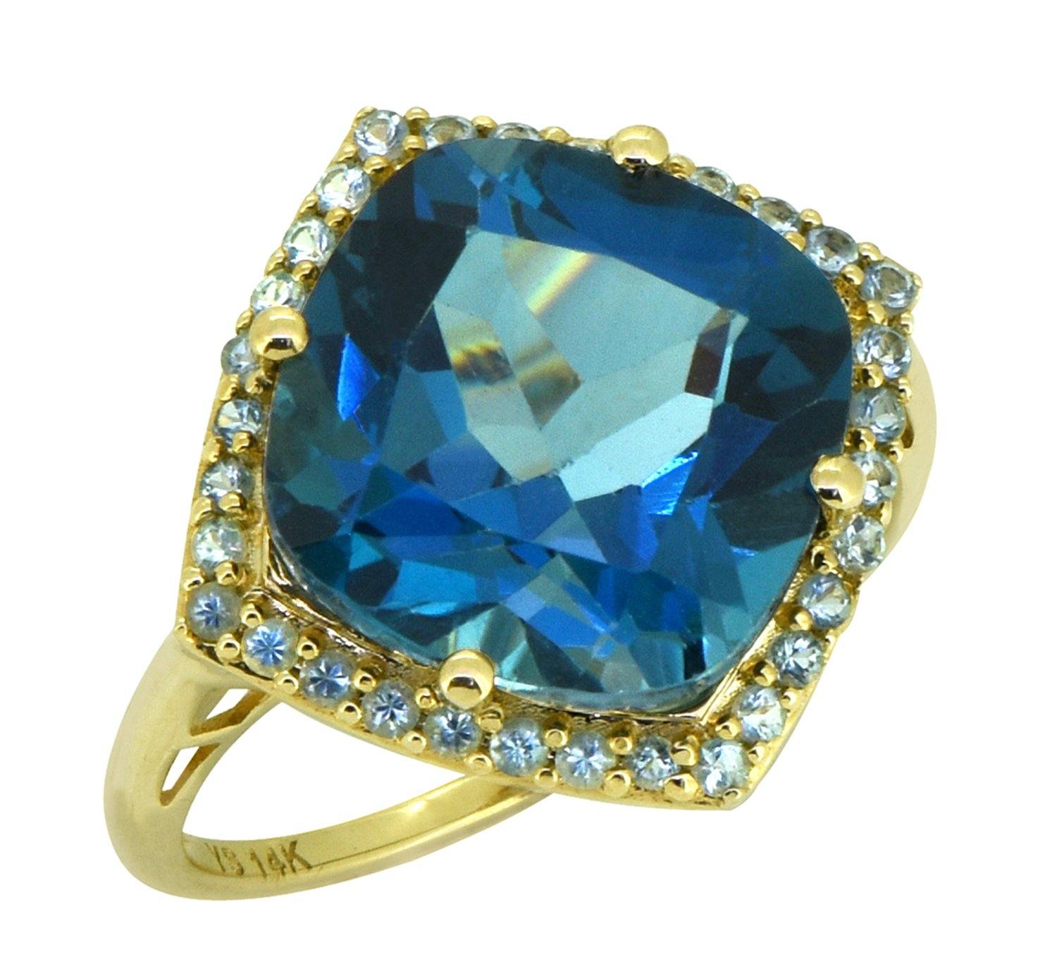7.17 Ct London Blue Topaz Solid 14k Yellow Gold Ring Jewelry - YoTreasure