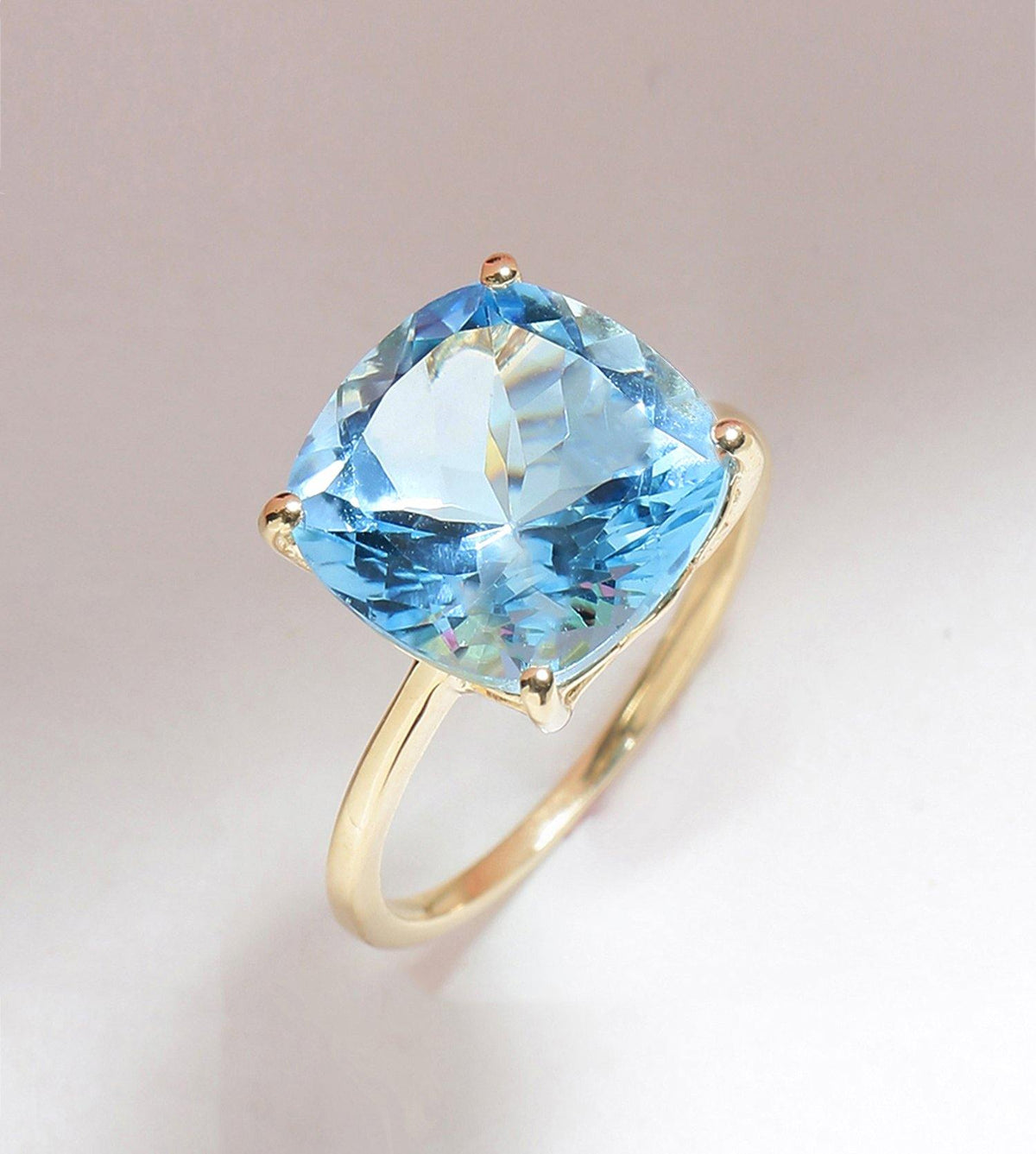 7.50 Ct Sky Blue Topaz Solid 10k Yellow Gold Ring Jewelry - YoTreasure