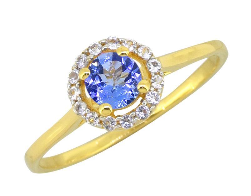 Tanzanite Solid 925 Sterling Silver Gold Plated Cluster Ring Jewelry - YoTreasure
