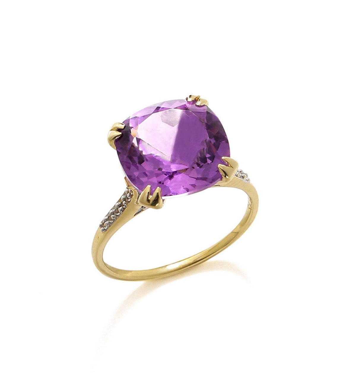 6.11 Ct Amethyst Solid 10k Yellow Gold Statement Ring Jewelry - YoTreasure
