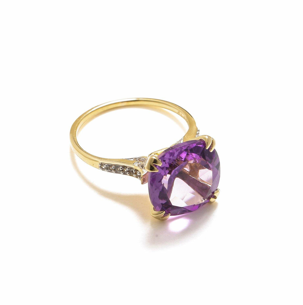 6.11 Ct Amethyst Solid 10k Yellow Gold Statement Ring Jewelry - YoTreasure
