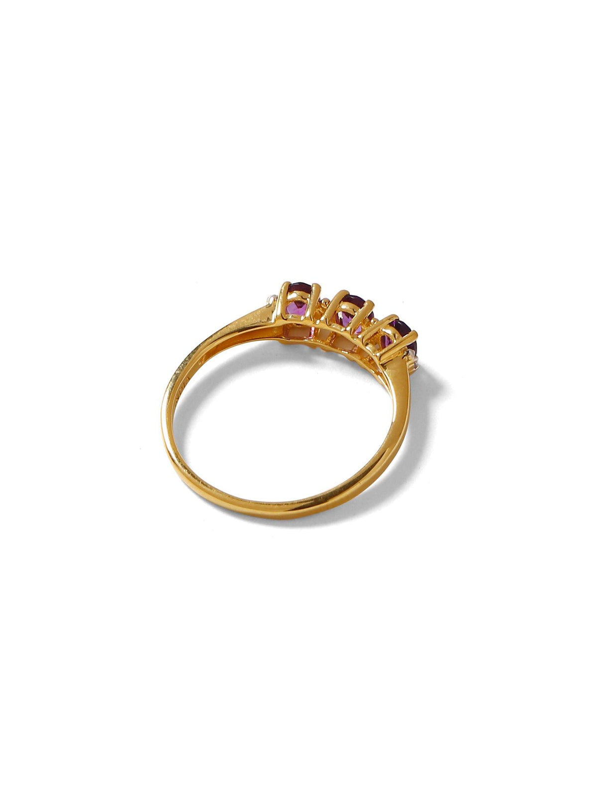 Amethyst White Topaz Solid 10K Yellow Gold Gemstone Ring - YoTreasure
