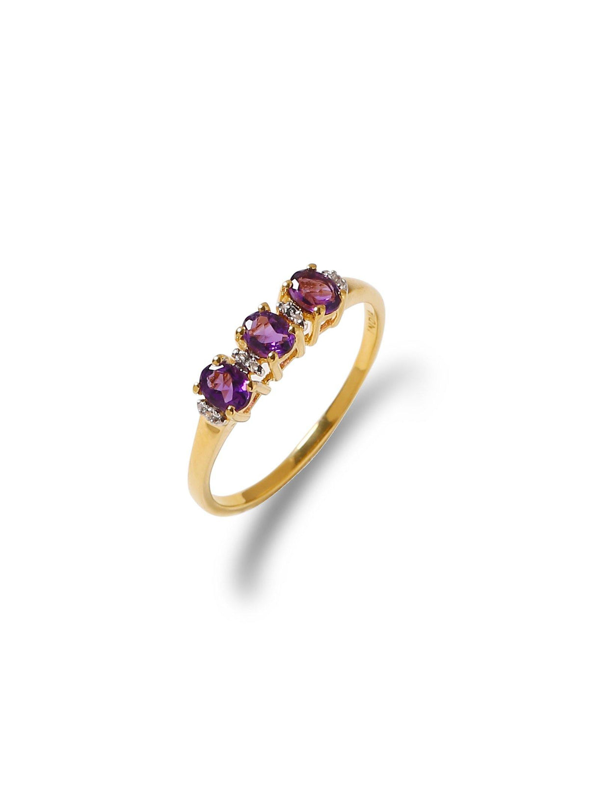 Amethyst White Topaz Solid 10K Yellow Gold Gemstone Ring - YoTreasure