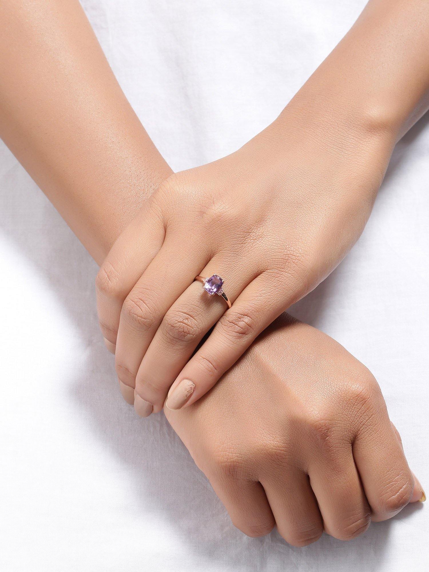 1.32 Ct Amethyst Pink Sapphire Solid 10k Rose Gold Ring - YoTreasure