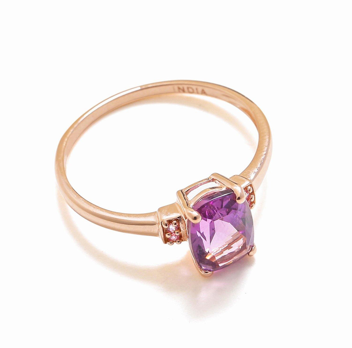 1.32 Ct Amethyst Pink Sapphire Solid 10k Rose Gold Ring - YoTreasure