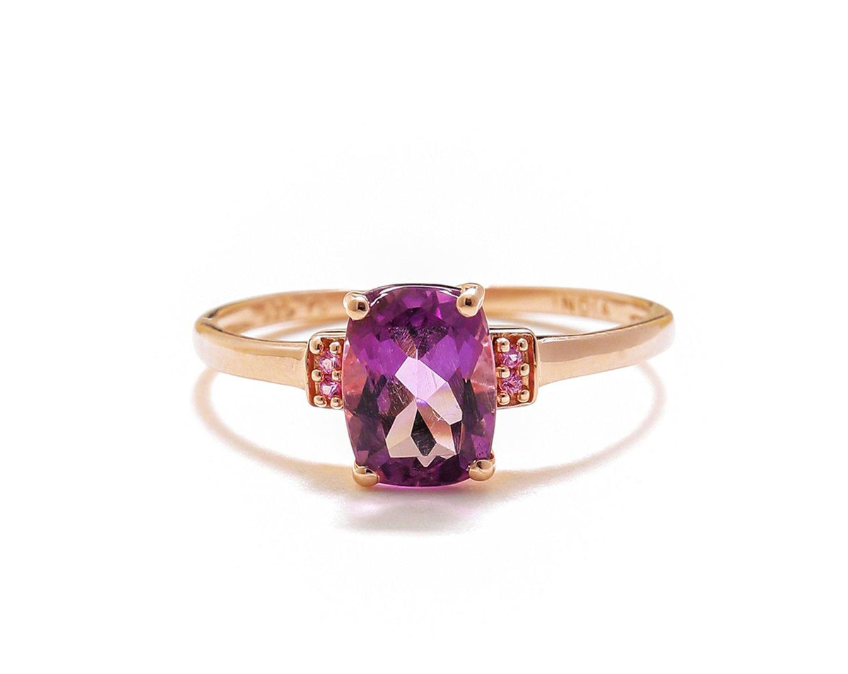 1.32 Ct Amethyst Pink Sapphire Solid 10k Rose Gold Ring - YoTreasure