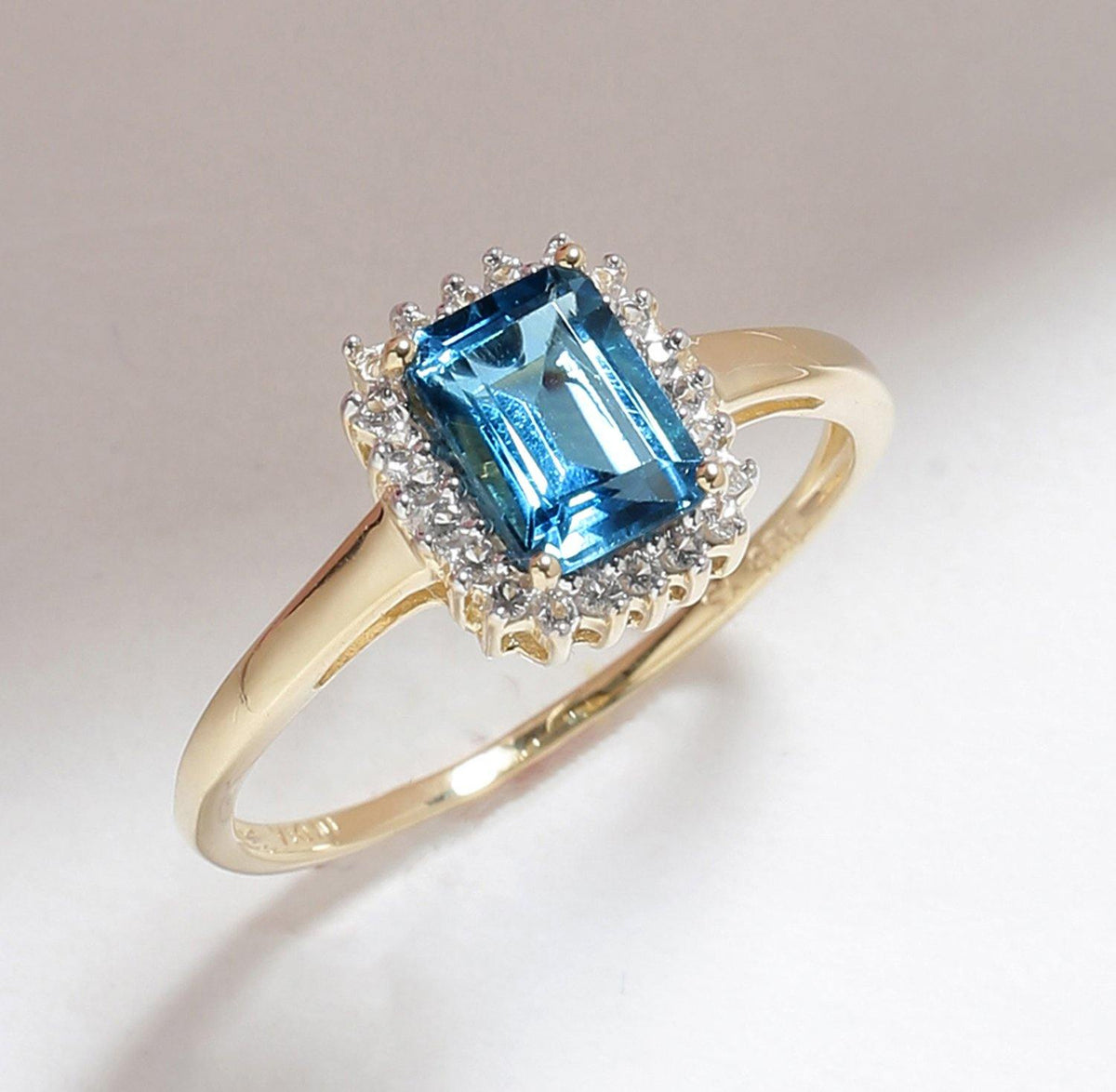 1.34 Ct London Blue Topaz Solid 10k Yellow Gold Ring Jewelry - YoTreasure