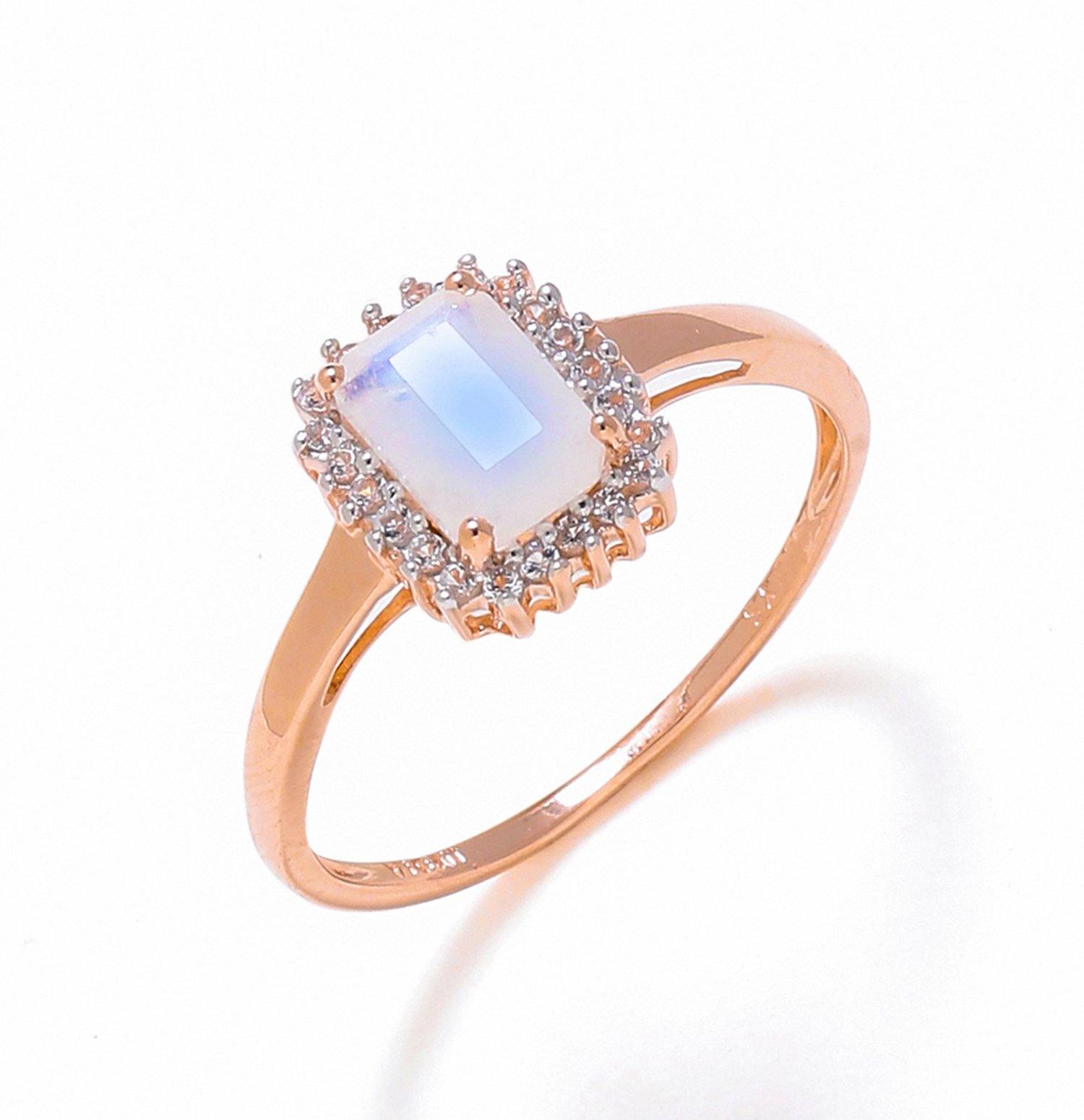 1.52 Ct Moonstone Solid 10k Rose Gold Ring Jewelry - YoTreasure
