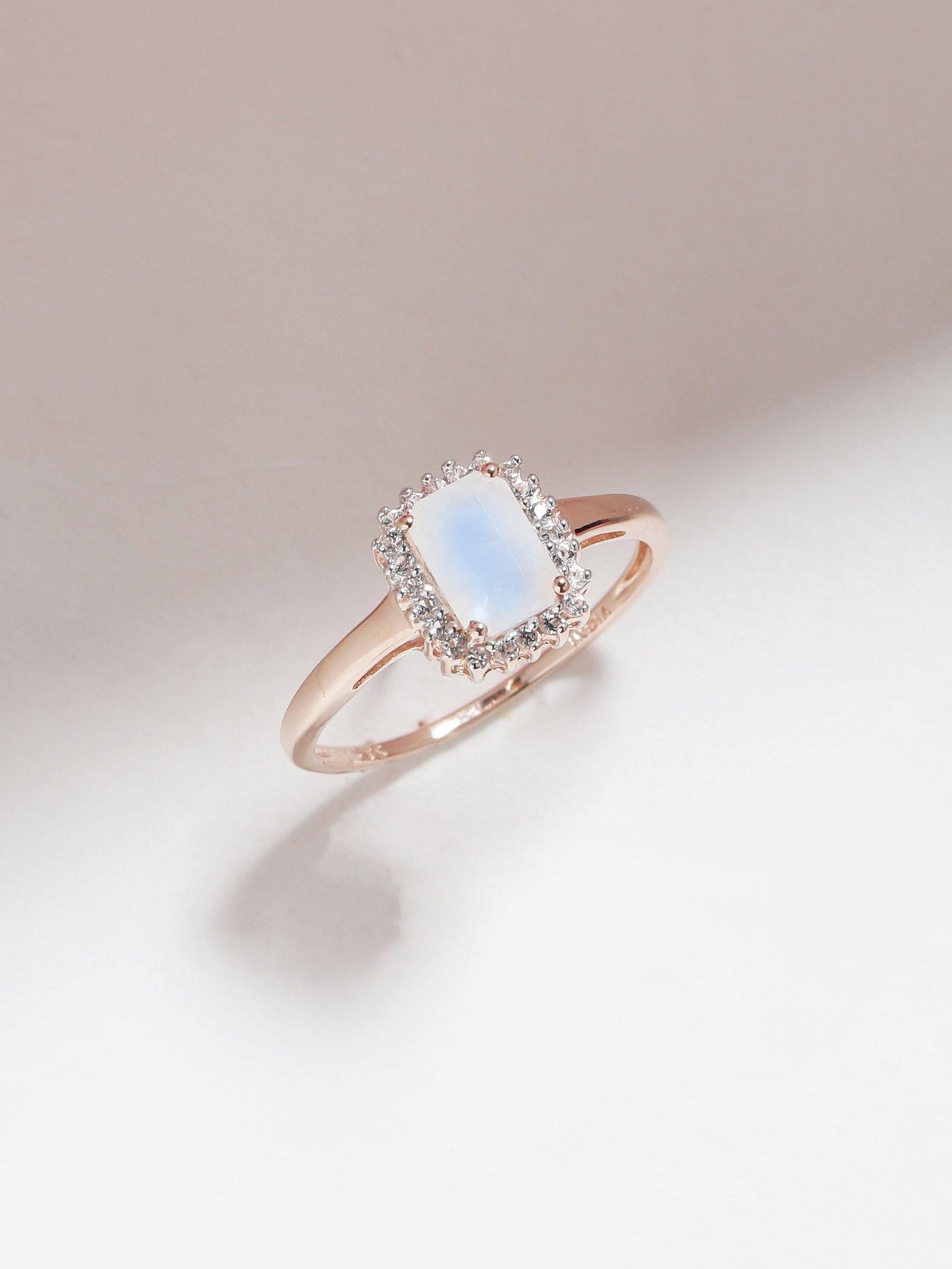 1.52 Ct Moonstone Solid 10k Rose Gold Ring Jewelry - YoTreasure