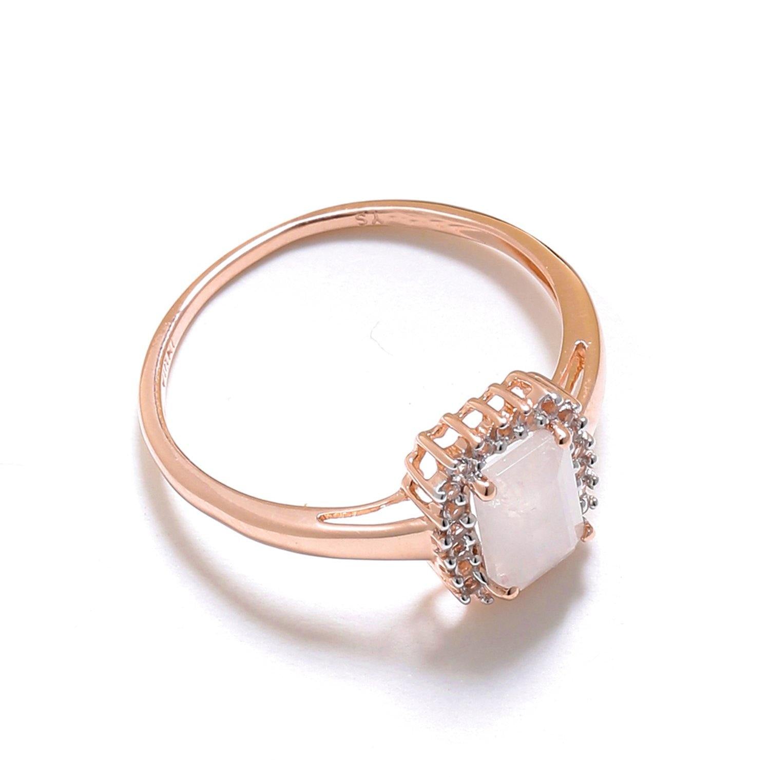 1.52 Ct Moonstone Solid 10k Rose Gold Ring Jewelry - YoTreasure