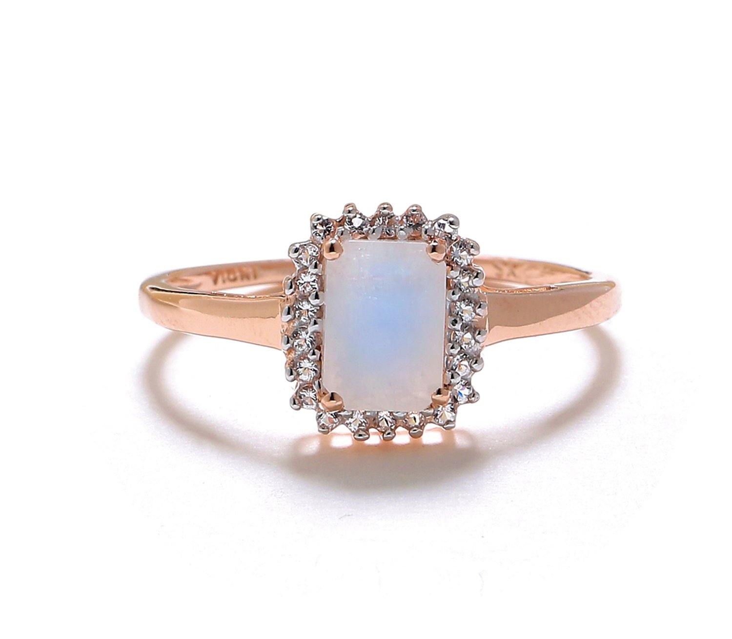 1.52 Ct Moonstone Solid 10k Rose Gold Ring Jewelry - YoTreasure