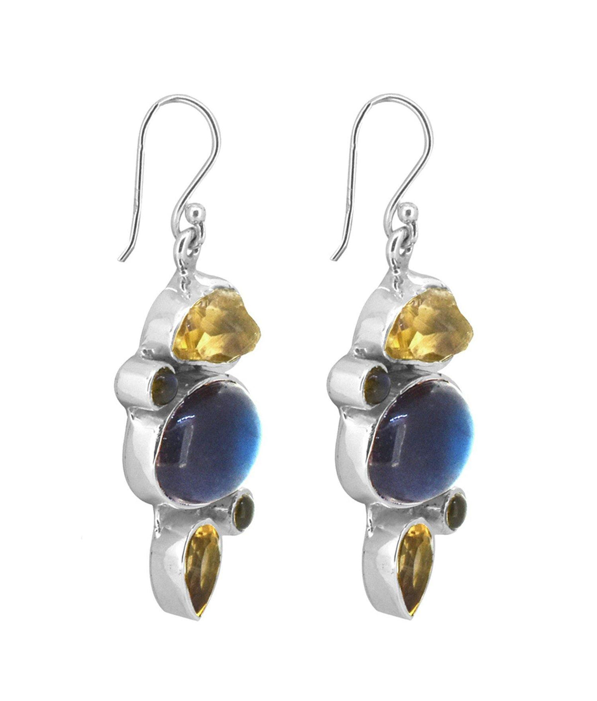 Rough Citrine Labradorite Citrine Solid 925 Sterling Silver Dangle Earrings Jewelry - YoTreasure