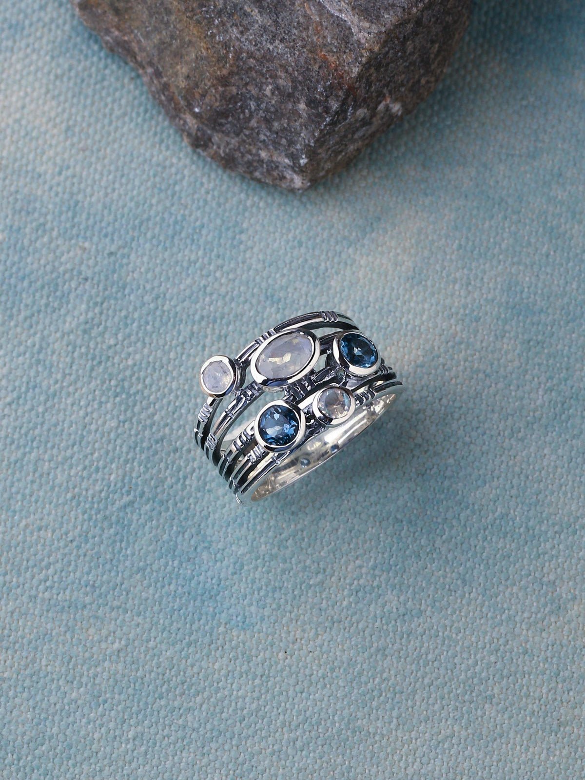 Moonstone Solid 925 Sterling Silver Designer Bypass Ring Jewelry - YoTreasure