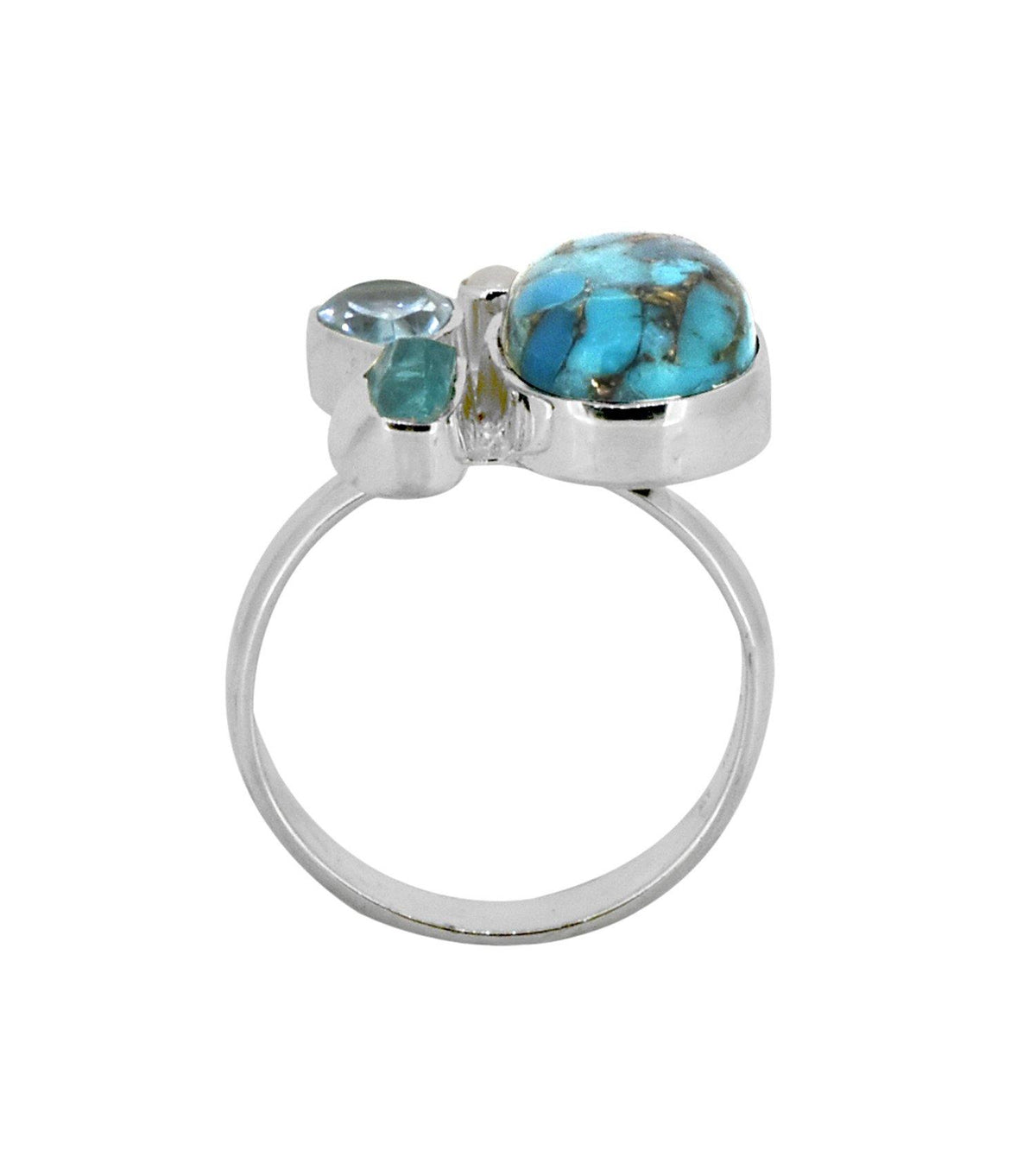 Blue Copper Turquoise Solid 925 Sterling Silver Ring Jewelry - YoTreasure