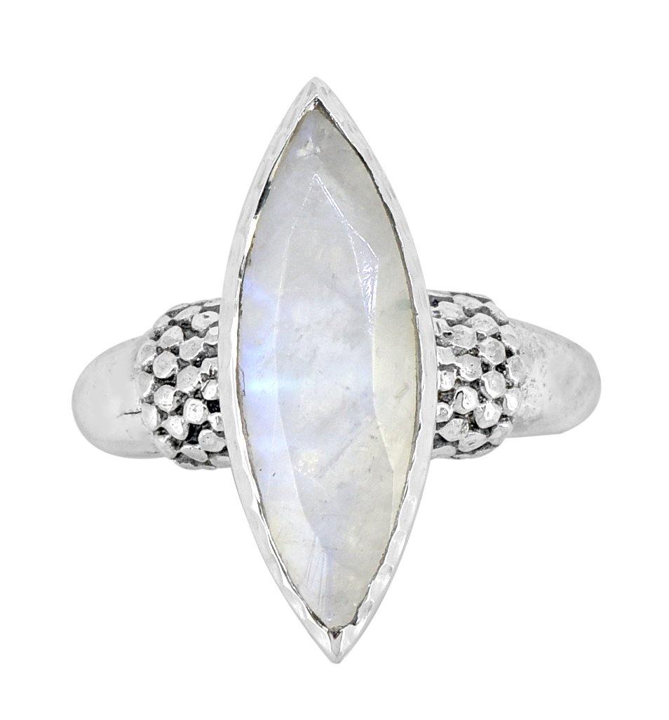 Marquise Moonstone Solid 925 Sterling Silver Ring Jewelry - YoTreasure