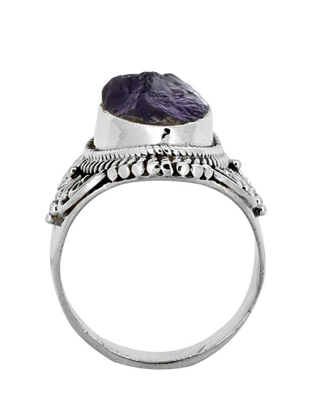 Rough Amethyst Solid 925 Sterling Silver Gemstone Ring Jewelry - YoTreasure