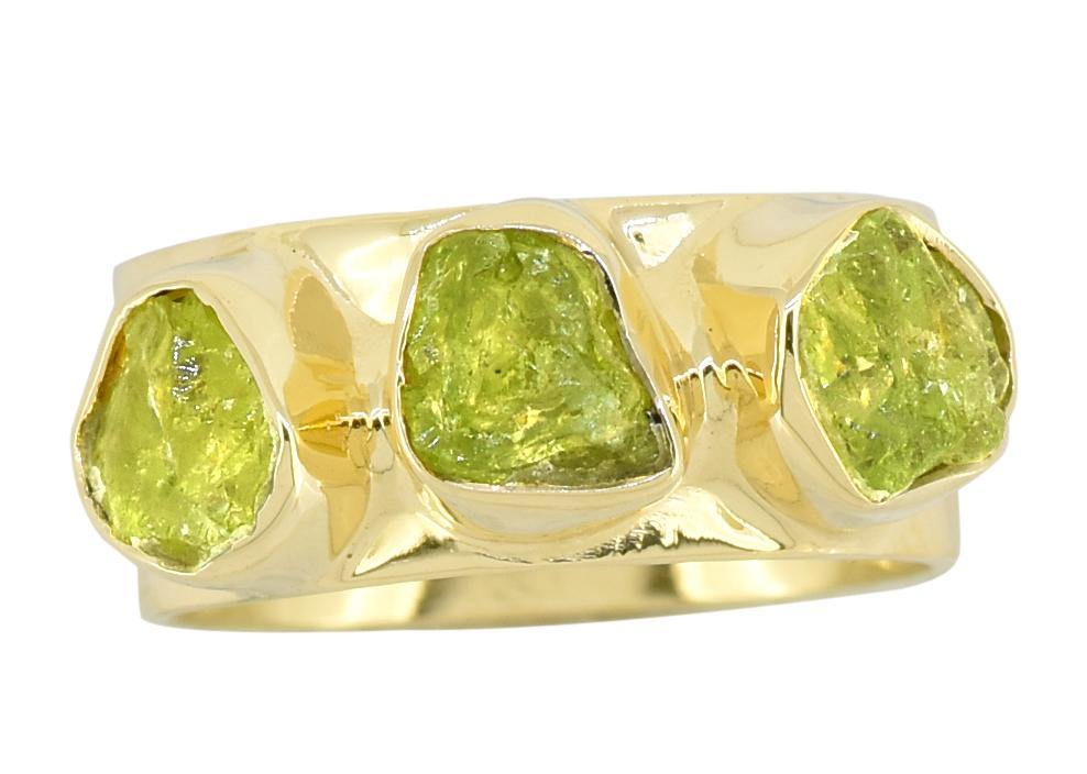 Peridot Solid 925 Sterling Silver Gold Plated Designer Ring Jewelry - YoTreasure