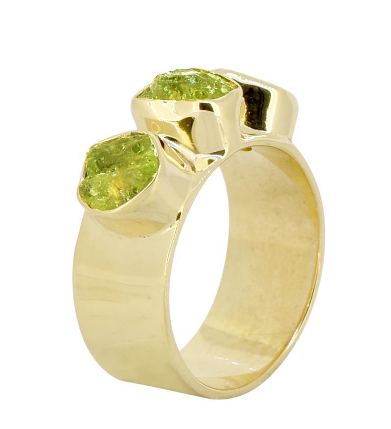 Peridot Solid 925 Sterling Silver Gold Plated Designer Ring Jewelry - YoTreasure