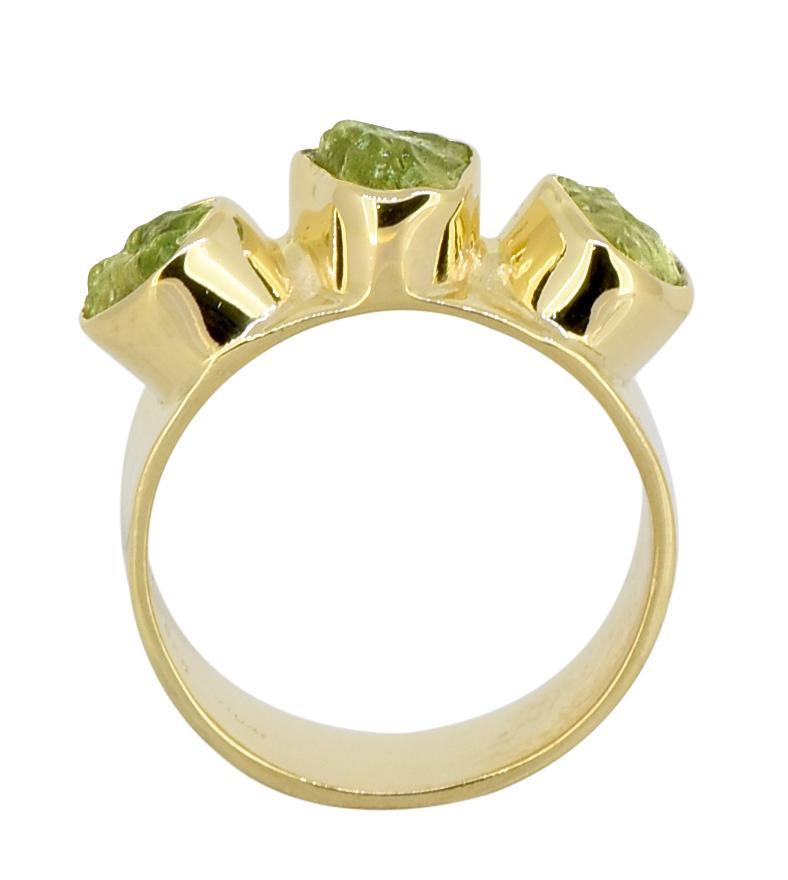 Peridot Solid 925 Sterling Silver Gold Plated Designer Ring Jewelry - YoTreasure