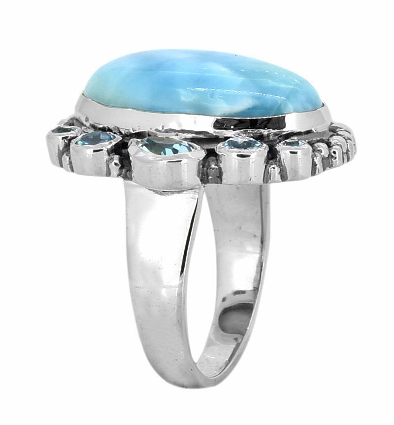 Larimar Solid 925 Sterling Silver Gemstone Ring Jewelry - YoTreasure