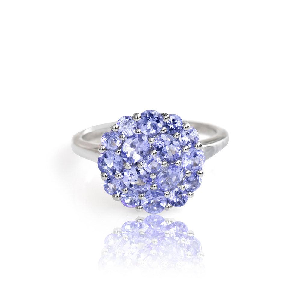 Tanzanite Solid 925 Sterling Silver Cluster Ring Jewelry - YoTreasure
