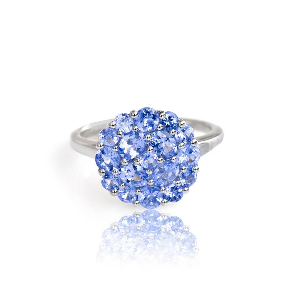 Tanzanite Solid 925 Sterling Silver Cluster Ring Jewelry - YoTreasure