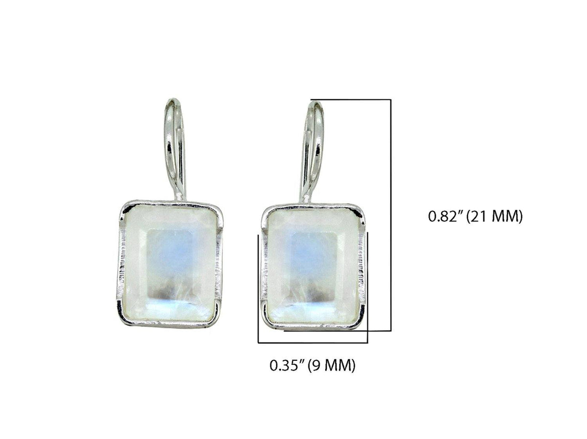 Moonstone Solid 925 Sterling Silver Fixed Wire Earrings - YoTreasure