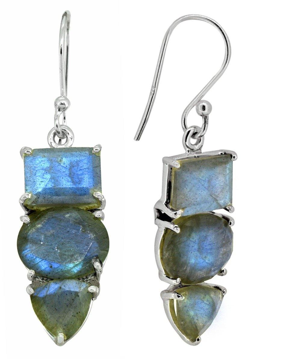 Labradorite Solid 925 Sterling Silver Earrings - YoTreasure