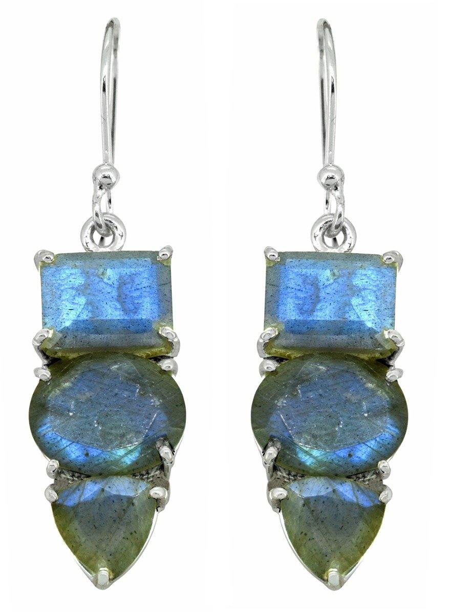 Labradorite Solid 925 Sterling Silver Earrings - YoTreasure