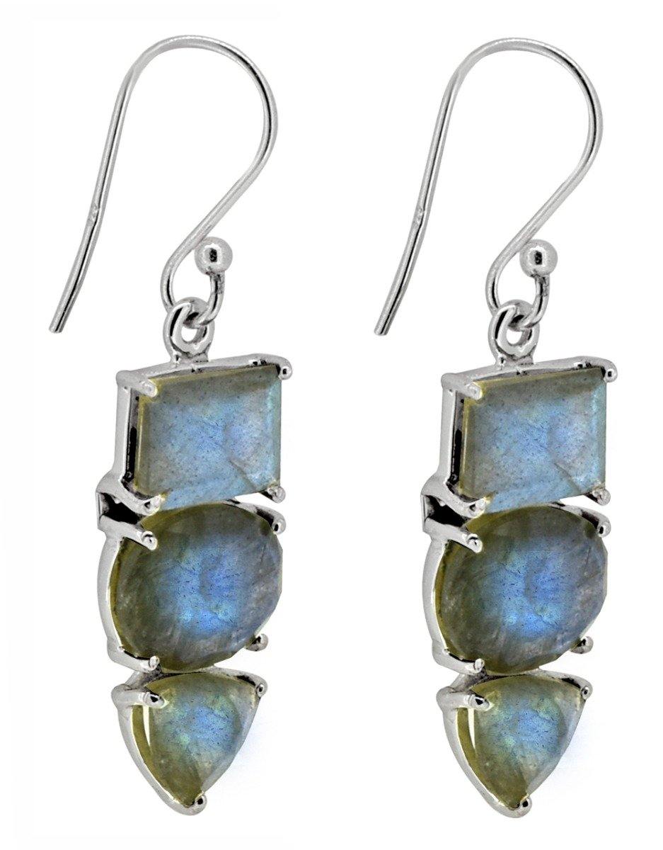 Labradorite Solid 925 Sterling Silver Earrings - YoTreasure