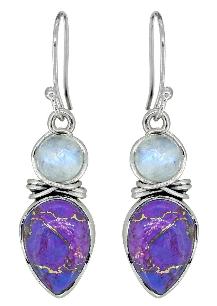 Turquoise Moonstone Solid 925 Sterling Silver Earrings - YoTreasure