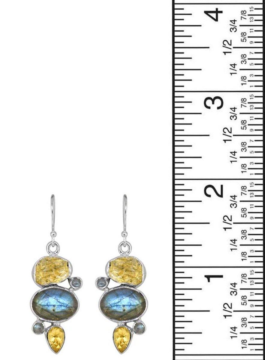 Rough Citrine Labradorite Citrine Solid 925 Sterling Silver Dangle Earrings Jewelry - YoTreasure