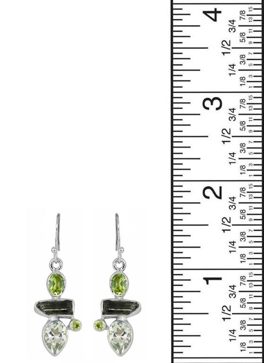 Green Amethyst Peridot Rough Solid 925 Sterling Silver Dangle Earrings - YoTreasure