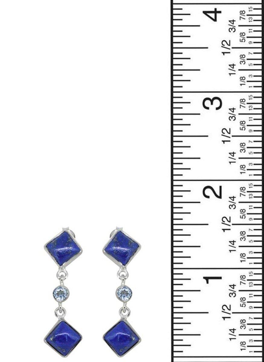 Lapis Blue topaz Solid 925 Sterling Silver Dangle Earrings Jewelry - YoTreasure