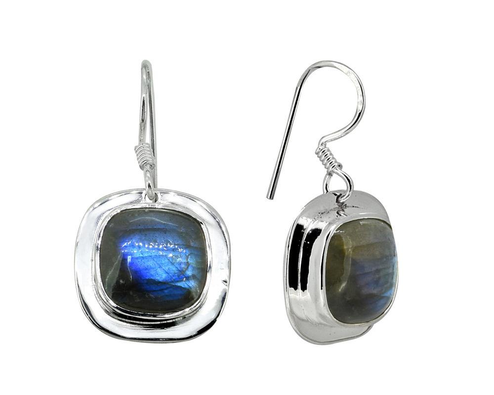 Labradorite Solid 925 Sterling Silver Dangle Earrings - YoTreasure