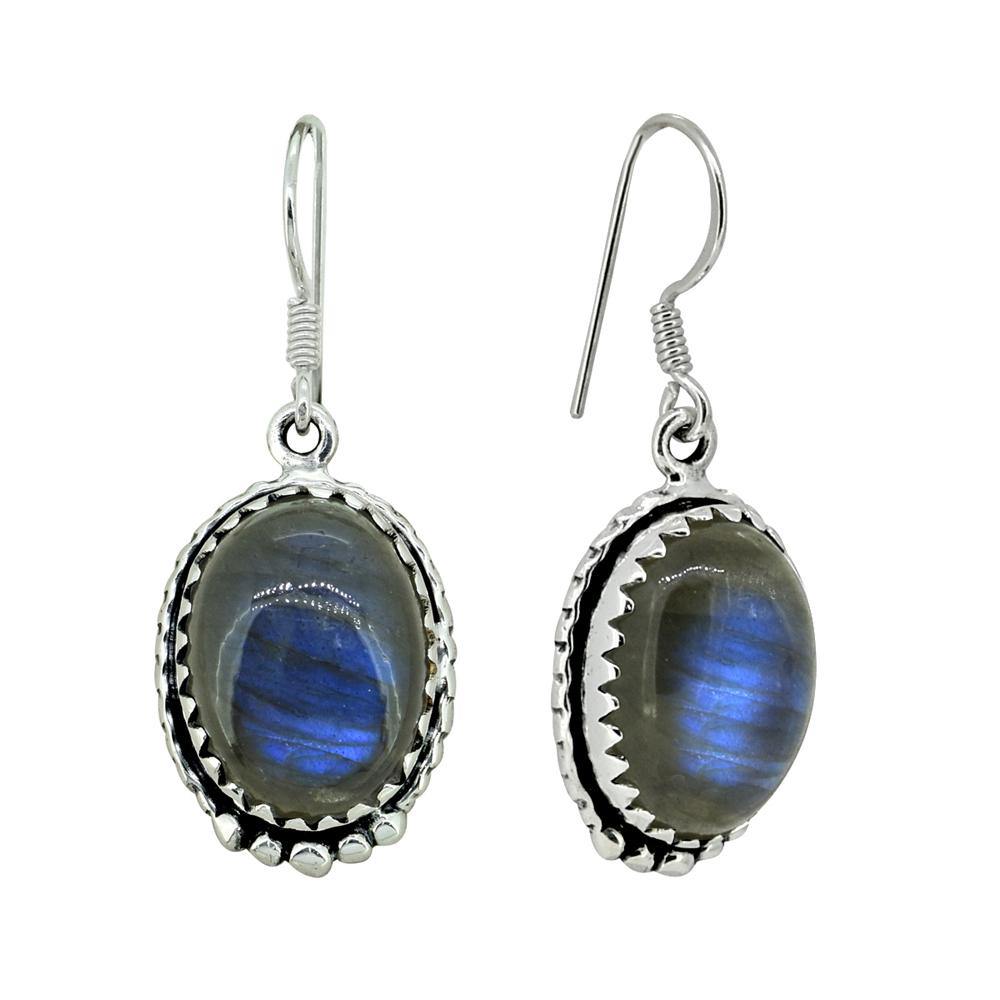 Labradorite Solid 925 Sterling Silver Dangle Earrings Jewelry - YoTreasure