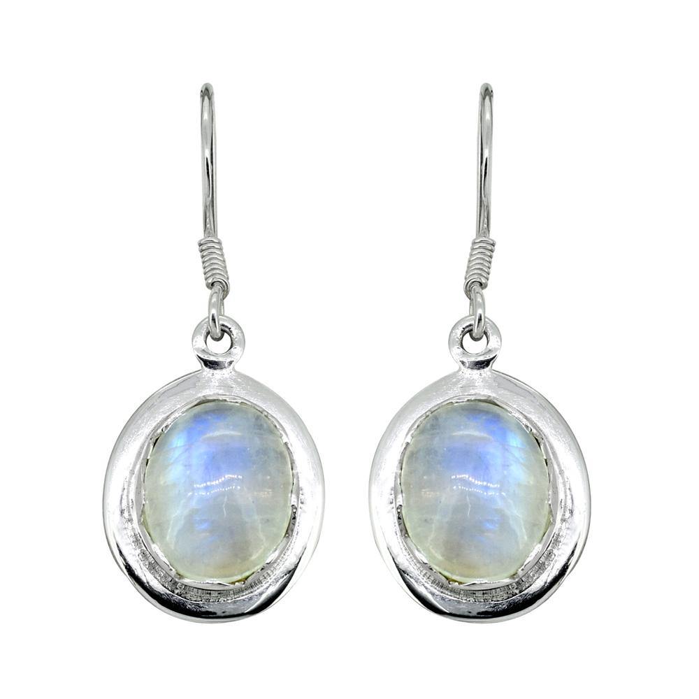 Rainbow Moonstone Solid 925 Sterling Silver Dangle Earrings - YoTreasure