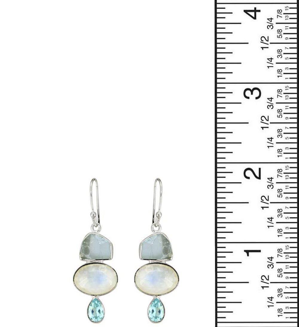 1.85" Rainbow Moonstone Solid 925 Sterling Silver Dangle Earrings Jewelry - YoTreasure