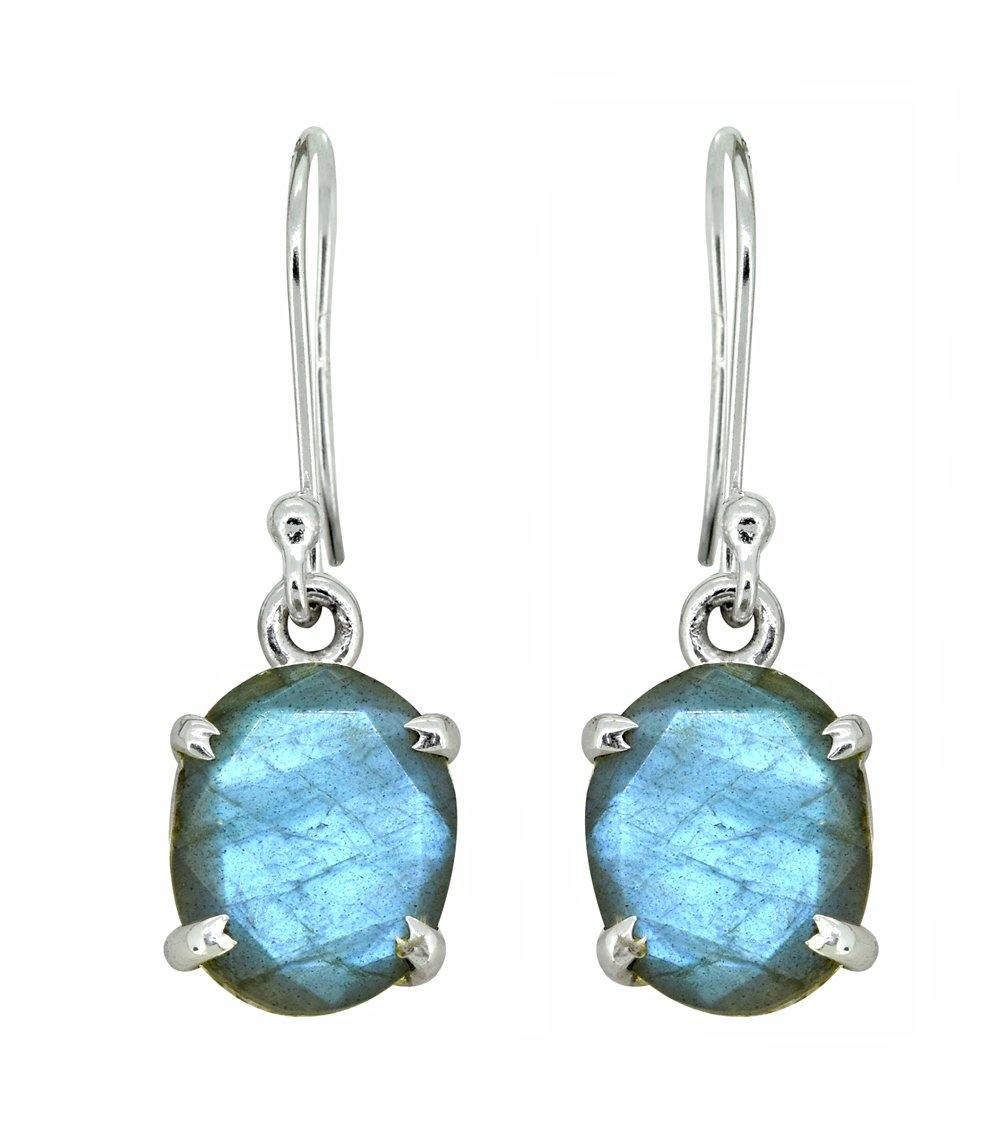 Labradorite Solid 925 Sterling Silver Dangle Earrings - YoTreasure