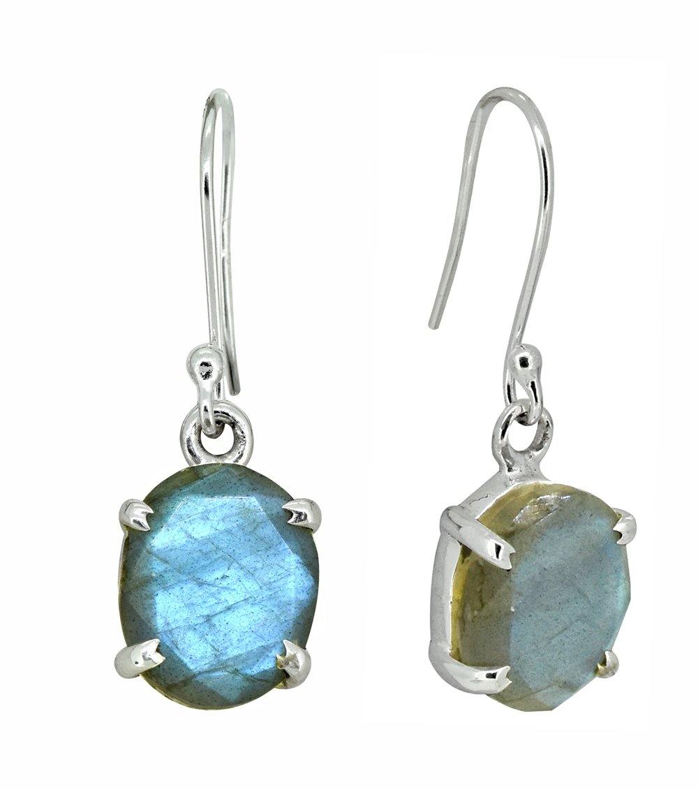 Labradorite Solid 925 Sterling Silver Dangle Earrings - YoTreasure