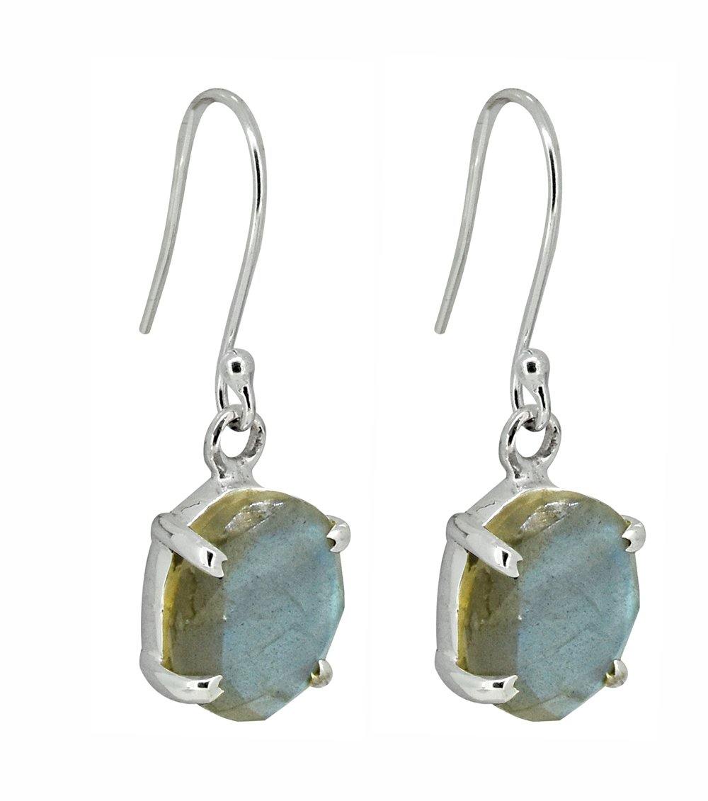 Labradorite Solid 925 Sterling Silver Dangle Earrings - YoTreasure