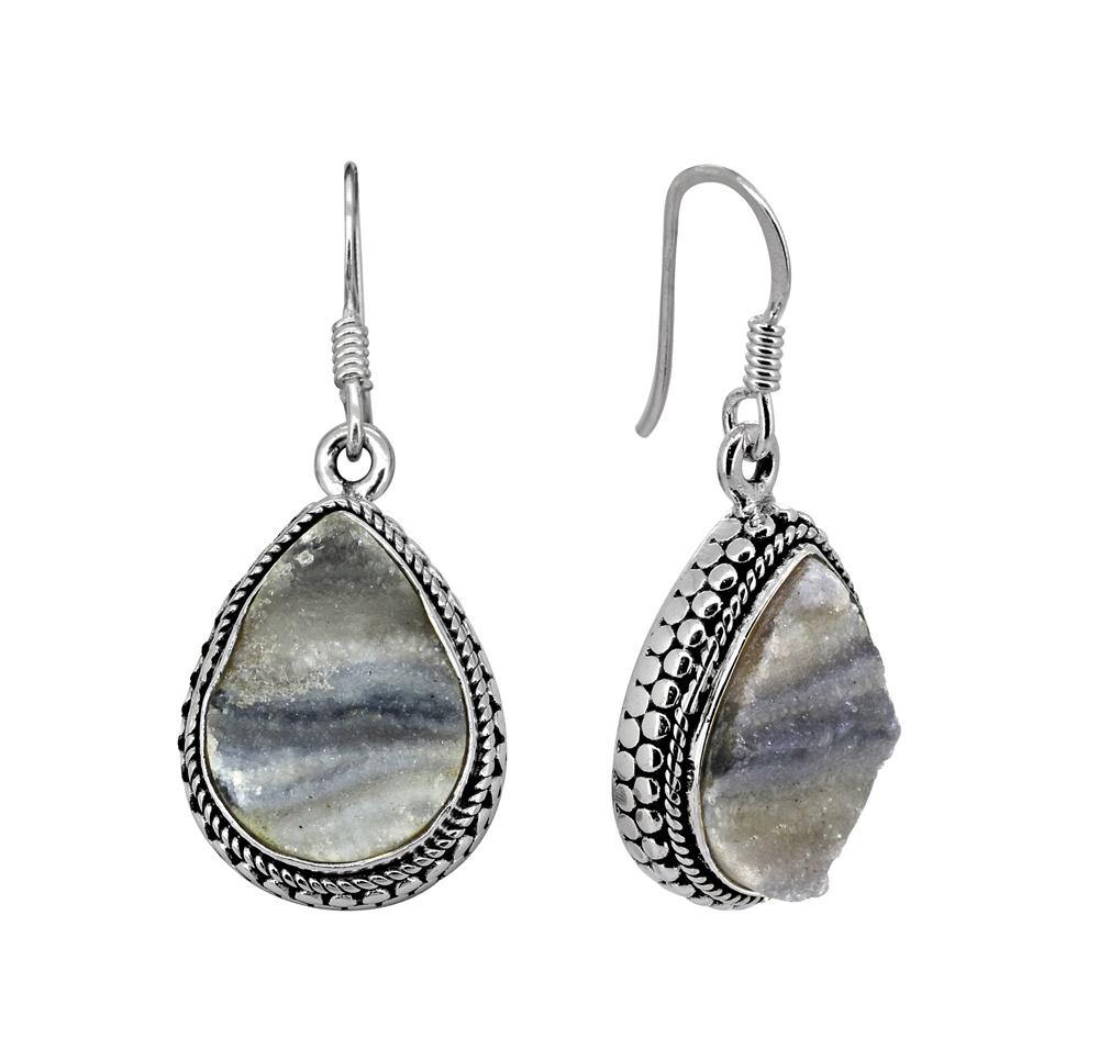1 1/2" Desert Druzy Sterling Silver Gemstone Earrings - YoTreasure