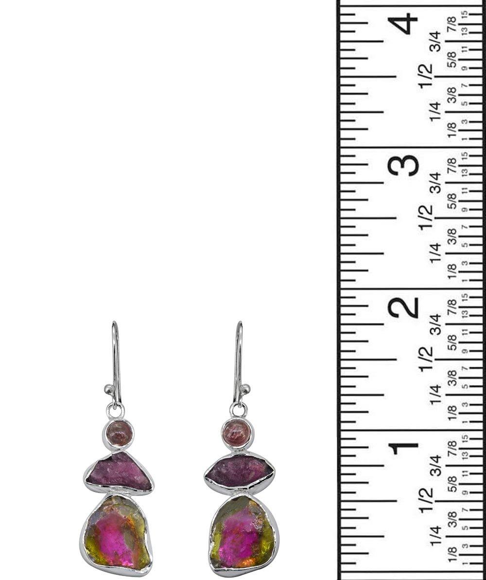1 3/4" Watermelon Tourmaline Sterling Silver Earrings - YoTreasure