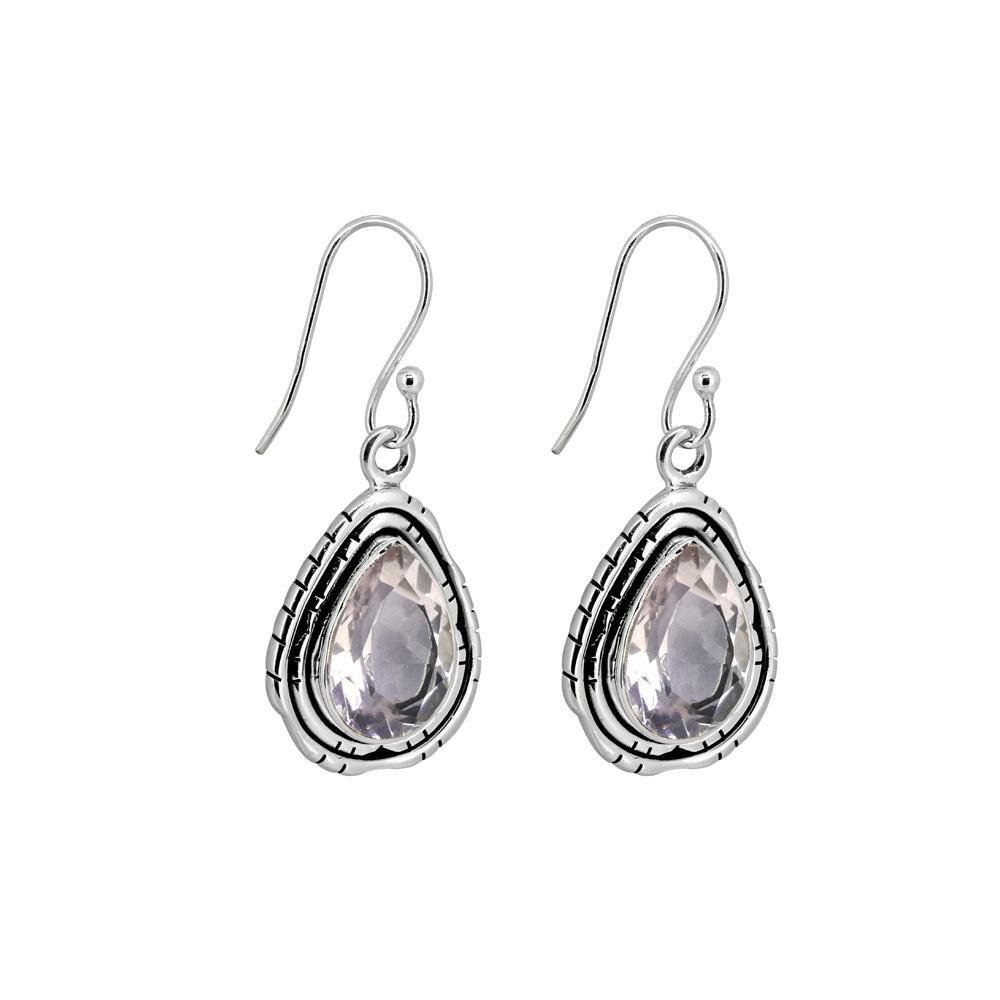 1.37" Rose Quartz Solid 925 Sterling Silver Dangle Earrings Jewelry - YoTreasure