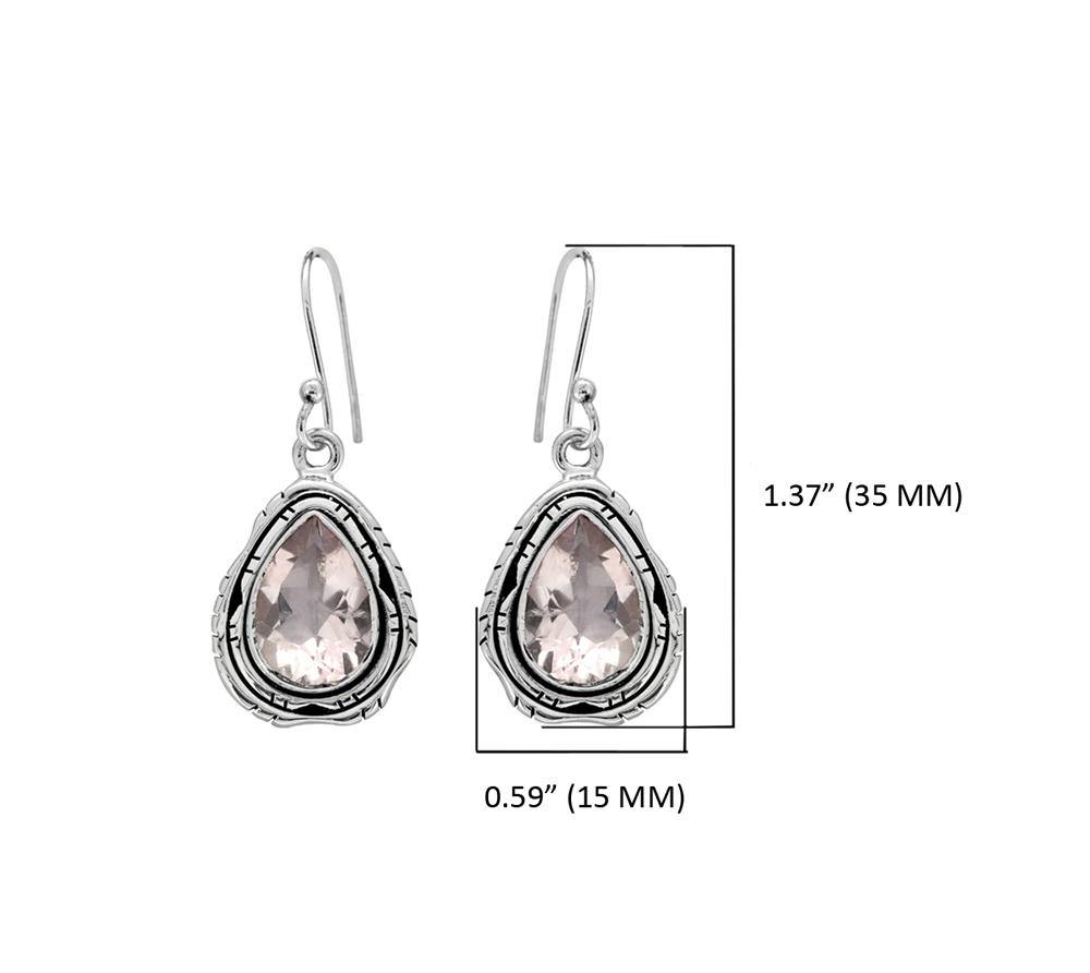 1.37" Rose Quartz Solid 925 Sterling Silver Dangle Earrings Jewelry - YoTreasure