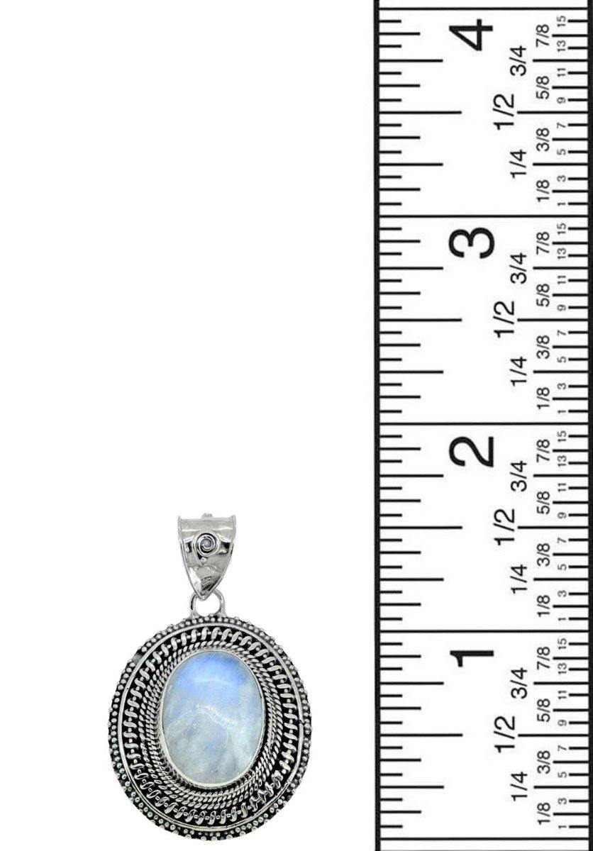 Moonstone Solid 925 Sterling Silver Pendant,18" - YoTreasure