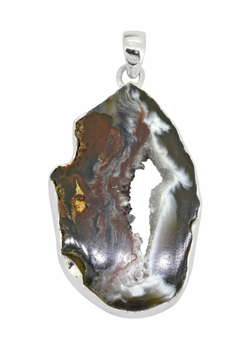 Coconut Geode Druzy Solid 925 Sterling Silver Pendant Necklace - YoTreasure