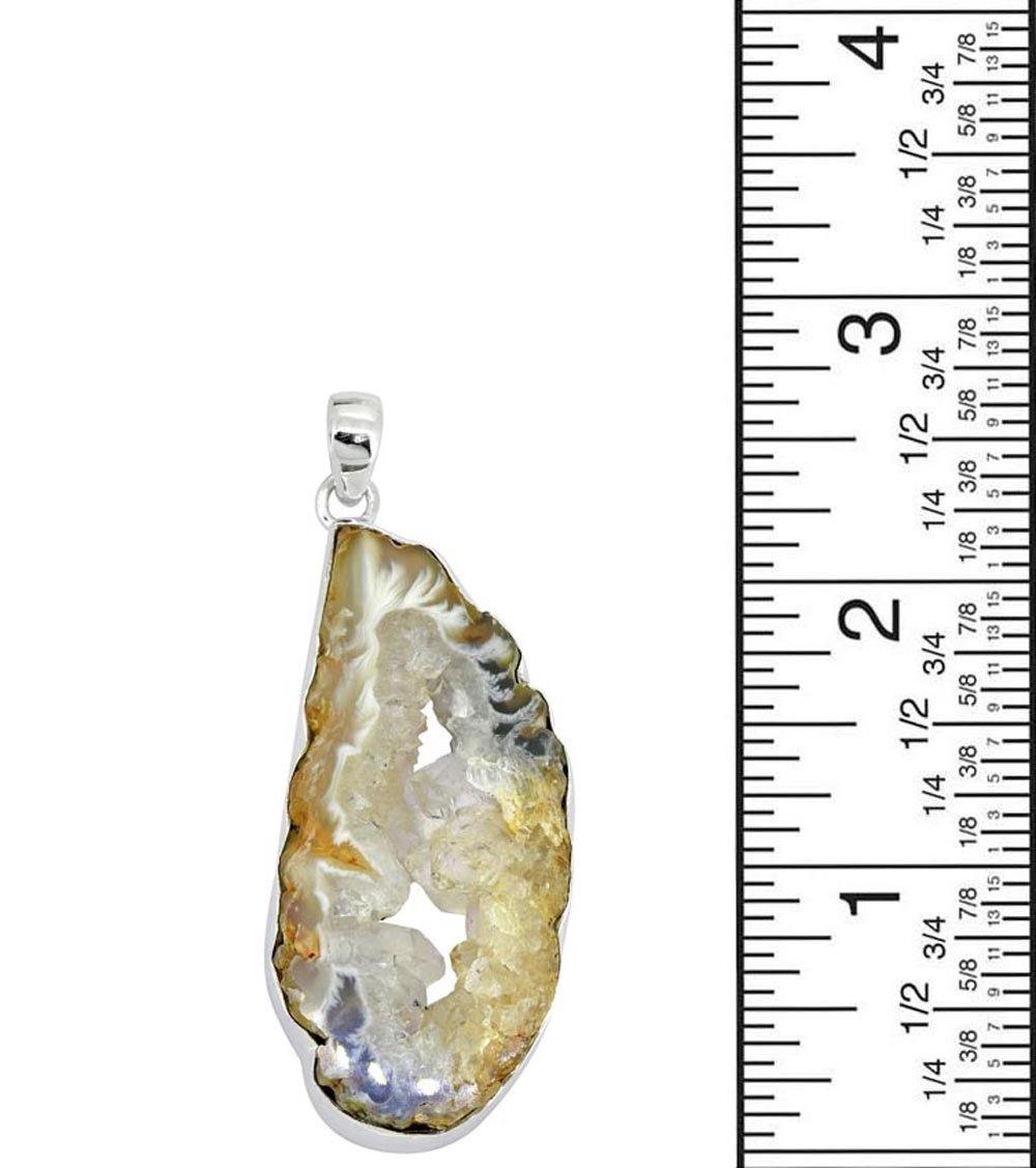 Coconut Geode Druzy Solid 925 Sterling Silver Pendant Necklace - YoTreasure