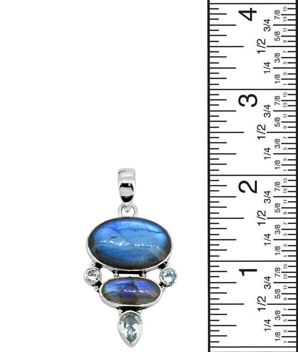 Labradorite Blue Topaz Solid 925 Sterling Silver Pendant Necklace - YoTreasure
