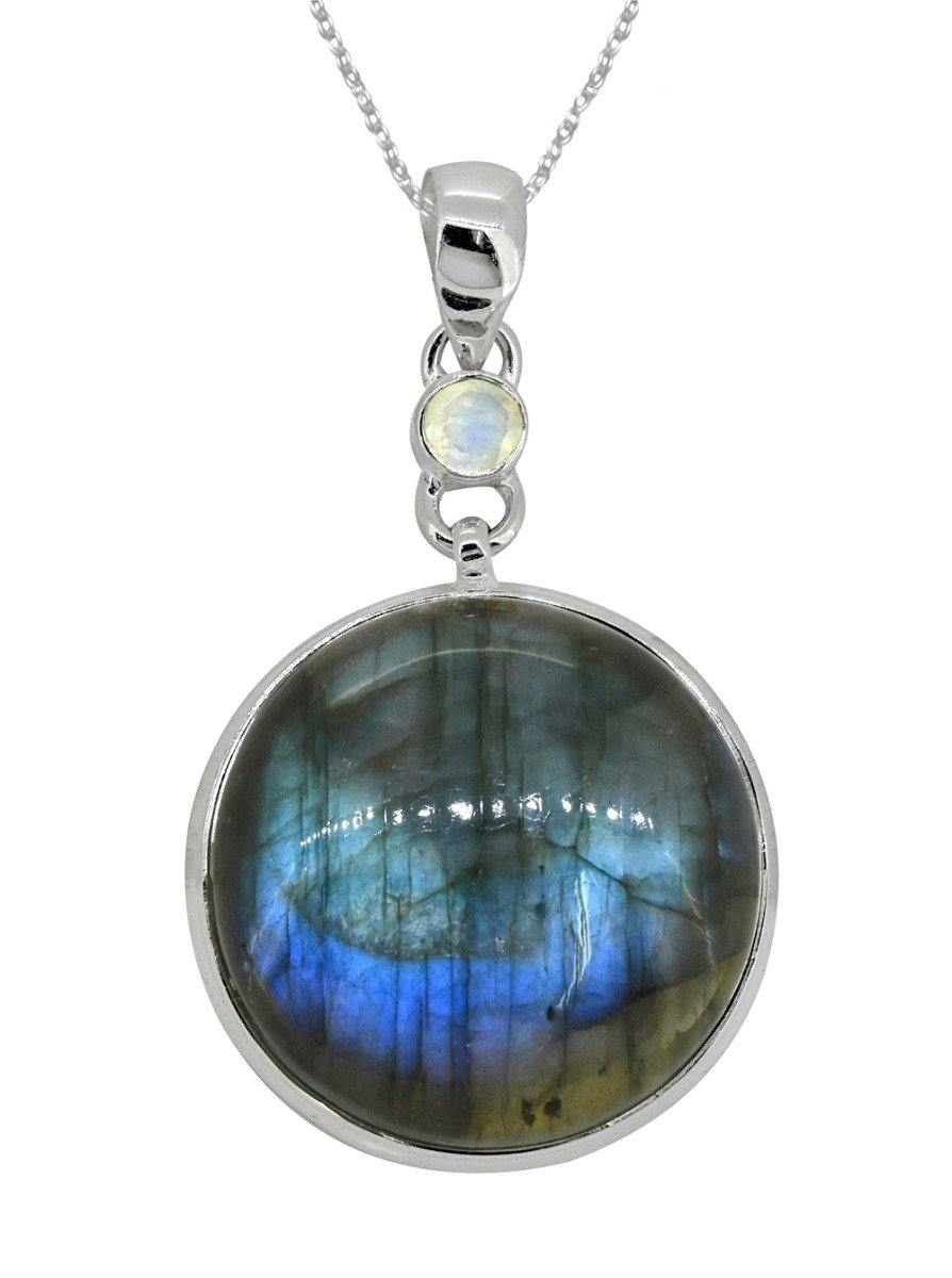 Labradorite Solid 925 Sterling Silver Pendant 2" - YoTreasure